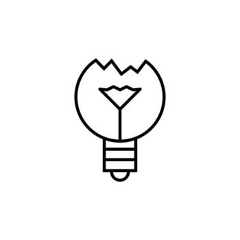 Broken Lamp icon for Advertisement. Suitable for books, stores, shops. Editable stroke in minimalistic outline style. Symbol for design vector