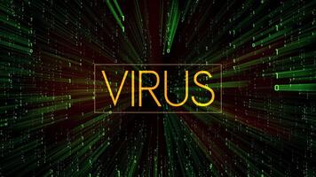 virus concetto con matrice stile binario codice effetto video