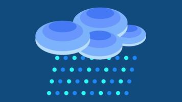 uma estilizado azul nuvem com em camadas gradientes lançamentos simétrico pontilhado pingos de chuva, criando uma limpar \ limpo e moderno digital chuva ilustração com geométrico Saldo video