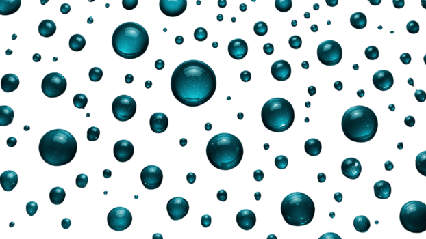 Floating turquoise orbs creating a mesmerizing and captivating abstract pattern isolated png