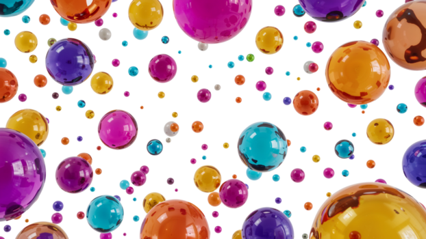 Iridescent Spheres Floating on Transparent Layer, Creating Abstract Colorful Pattern png