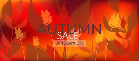 otoño horizontal antecedentes con resumen otoño hojas. brillante otoño textura. minimalista diseño modelo para ventas, horizontal póster, encabezamiento, Moda publicidad, vector
