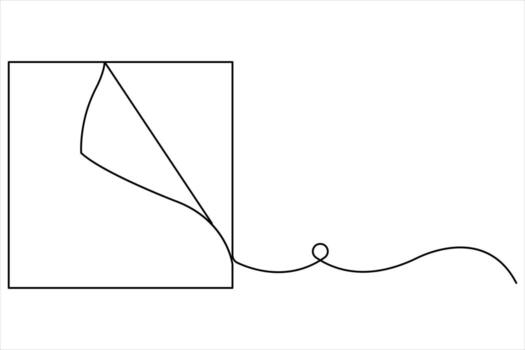 Continuous single line drawing of document with folded corner illustration vector