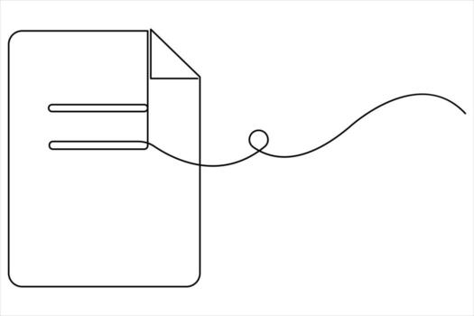 continuo soltero línea dibujo de documento con doblada esquina vector