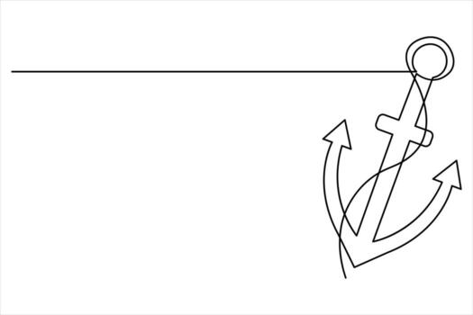 Continuous one line drawing of anchor. Anchor linear icon vector