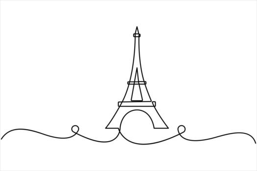 Continuous single line drawing of Eiffel Tower icon. Line illustration vector