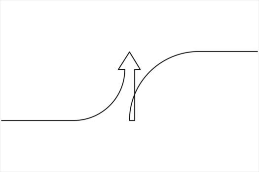 Continuous single line art drawing of arrows design outline vector