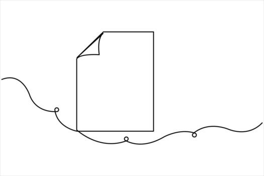 Continuous one line drawing of document with folded corner design illustration vector