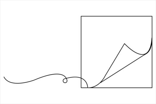 Continuous one line drawing of document with folded corner outline illustration design vector
