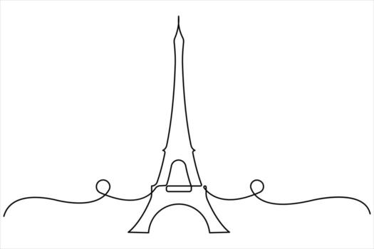 Continuous one line drawing of Eiffel Tower icon vector