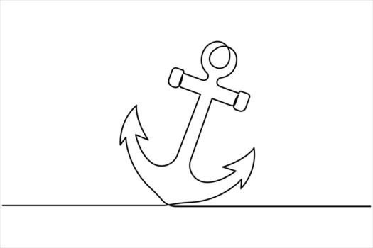 Continuous single line drawing of anchor. Anchor linear icon vector
