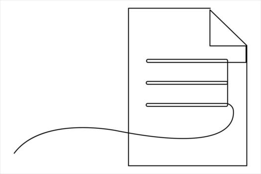 Continuous one line drawing of document with folded corner outline illustration vector