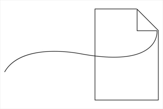 Continuous one line drawing of document with folded corner illustration vector