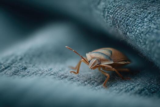 A bug on a blue blanket photo
