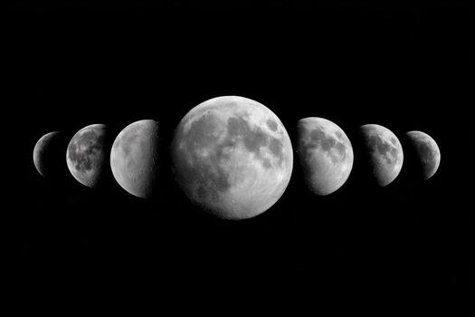 A black and white photograph of the moon photo