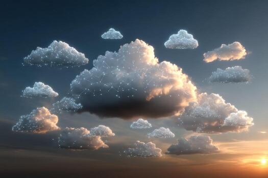 Clouds in the sky with a sun setting behind them photo