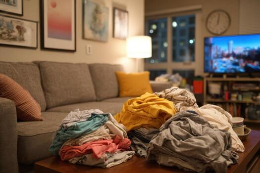 A couch with a tv on it photo