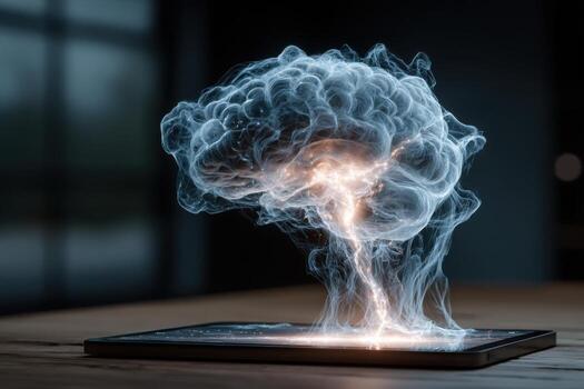 un tableta con fumar viniendo fuera de eso foto