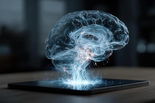 The brain is on a tablet computer photo