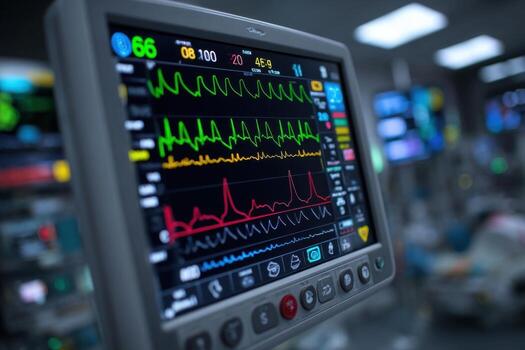 A monitor with a heart rate monitor on it photo