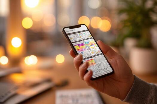 A person holding a smartphone with a calendar app on it photo