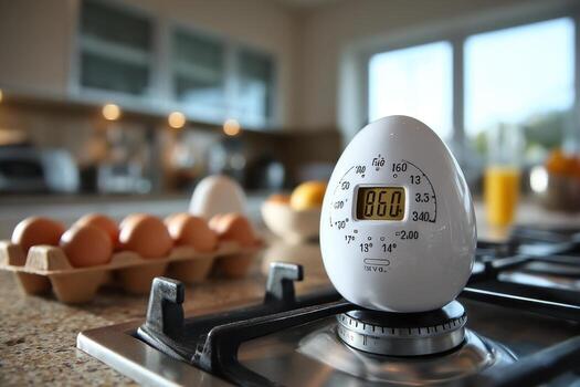 An egg timer on top of a stove photo