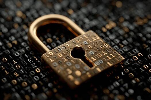 A padlock on a black background photo
