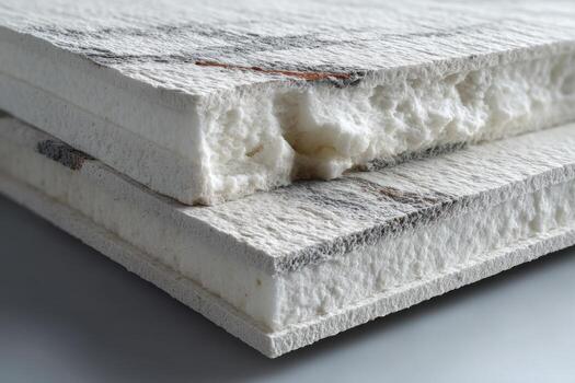 A close up of a mattress with foam photo
