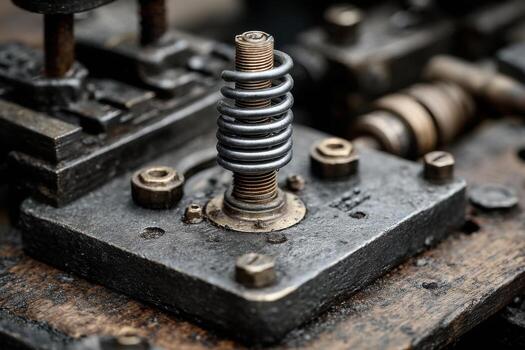 A close up of a spring on a machine photo