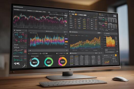 un computadora monitor con un tablero de datos foto