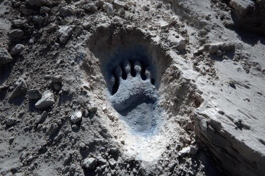 A large hole in the ground with a large rock photo