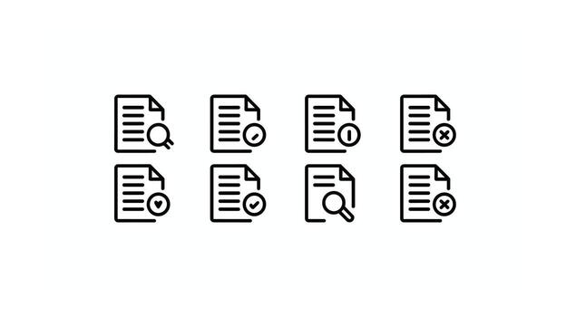 Document Icons Set File Management, Search, Error, Approved, and Rejected Actions for Web Design and Mobile Apps Illustration vector