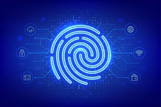 Digital fingerprint with technological elements vector