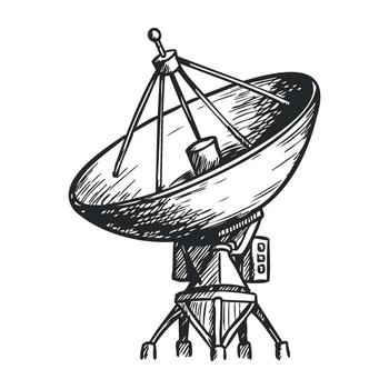 Vintage satellite dish sketch classic communication tech illustration vector