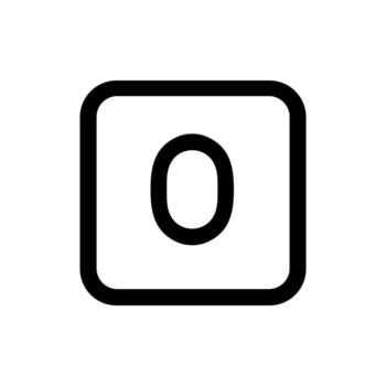 Simple Outline Rounded Square Zero Symbol Number Shape Icon Element vector