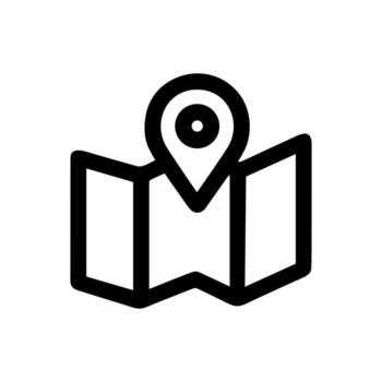 Outline Stroke Style Road Map with Location Pin Element Symbol Icon vector