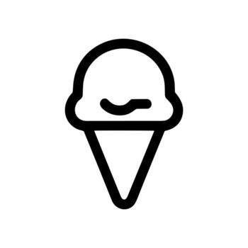 Simple Outline Ice Cream Cone Isolated Graphic Element Icon vector