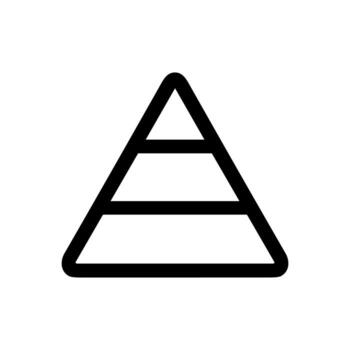 Simple Outline Pyramid Diagram Layers Icon Shape with Three Level vector
