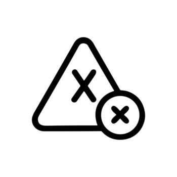 Simple Line Style Warning Triangle with Cancel Sign Icon vector