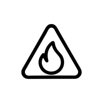 Outline Minimalist Flame in Triangle Warning Sign Shape Icon Symbol vector