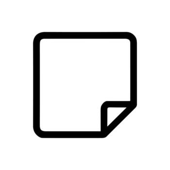 Simple Stroke Rounded Square Page Curl Sheet Note Icon vector