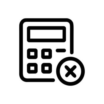 Simple Outline Calculator with Error Sign Concept Design Icon Illustration vector