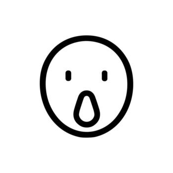 Simple Lineart Circle Face Expression Shocked Emoticon Graphic Design Element vector