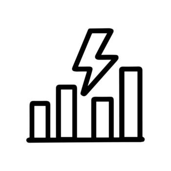 Simple Line Style Increasing Graph with Energy Bolt Icon Symbol vector