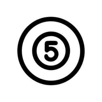 Simple Line Number Five in Circle Design Graphic Element vector