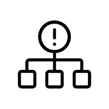sencillo contorno circulo exclamación punto con caja forma proceso diagrama icono vector