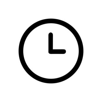 Simple Line Art Clock Time Symbol Icon Indicating Nine O'Clock vector