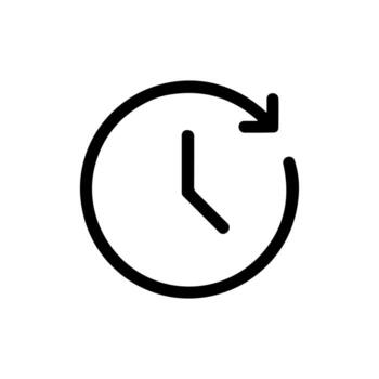 Minimalist Outline Clock with Circular Arrow Representing Time Icon vector