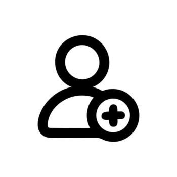 minimalista contorno persona añadir icono, usuario perfil adición gráfico símbolo vector