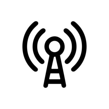 minimalista contorno transmisor torre señal comunicación transmitir antena icono vector